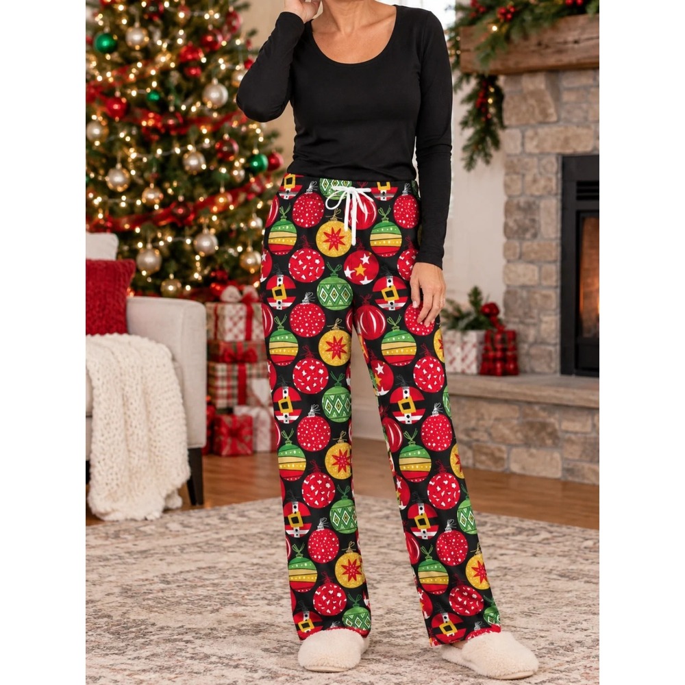 Southern Couture Holiday Christmas Print Lounge Pants Royal Straight Leg S/M